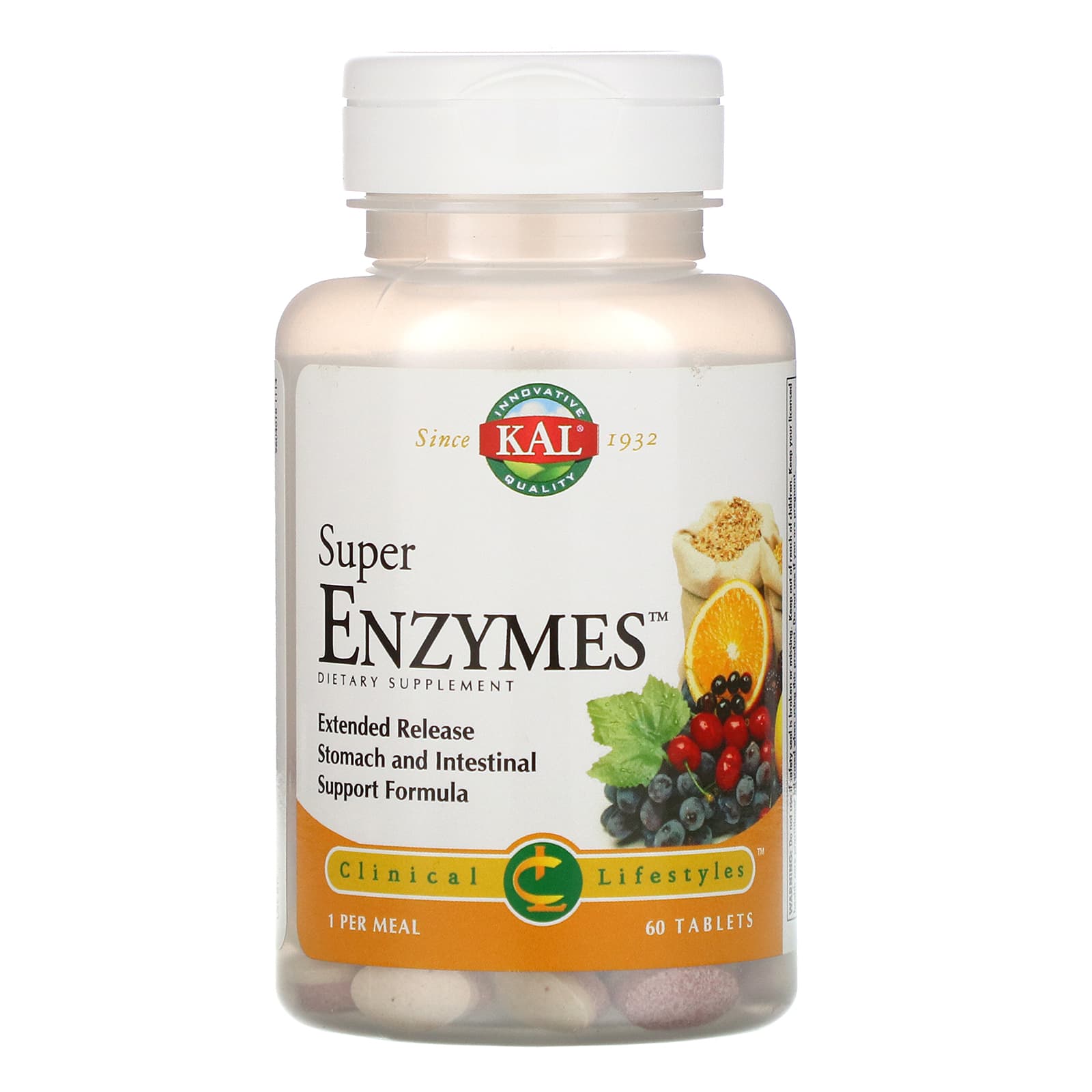 Kal, Enzymes Super, 60 Tablets UPC 021245893080 | HiLife Vitamins